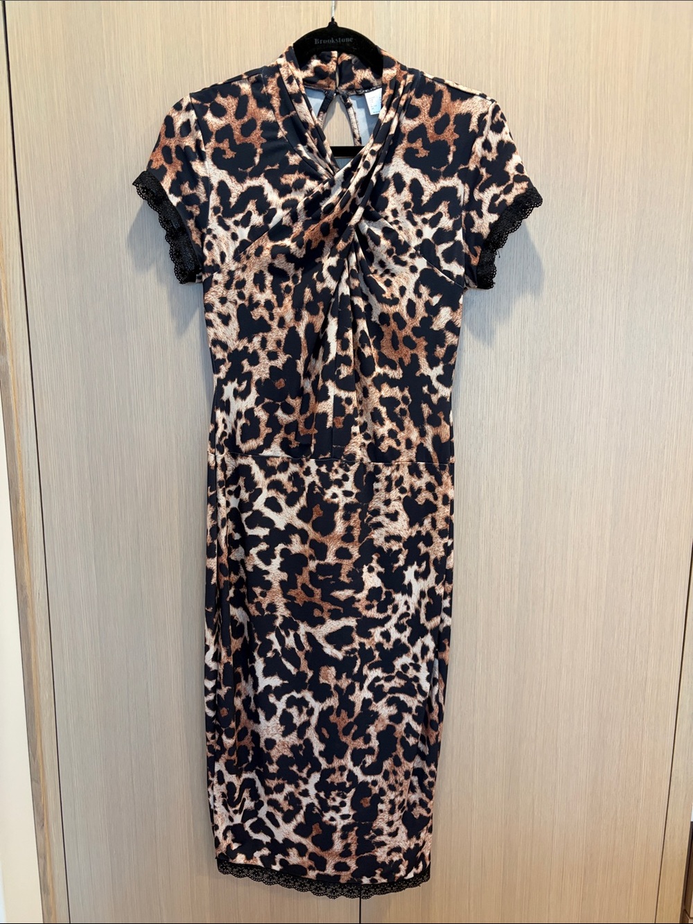 VENUS Leopard-Print Midi Dress in Black and Brown